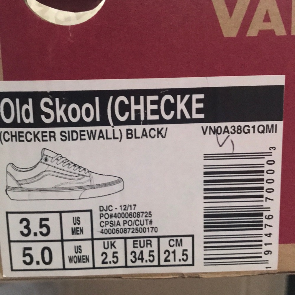 VANS OLD Skool Checker Sidewall White Black Kid’s - Picture 8 of 8